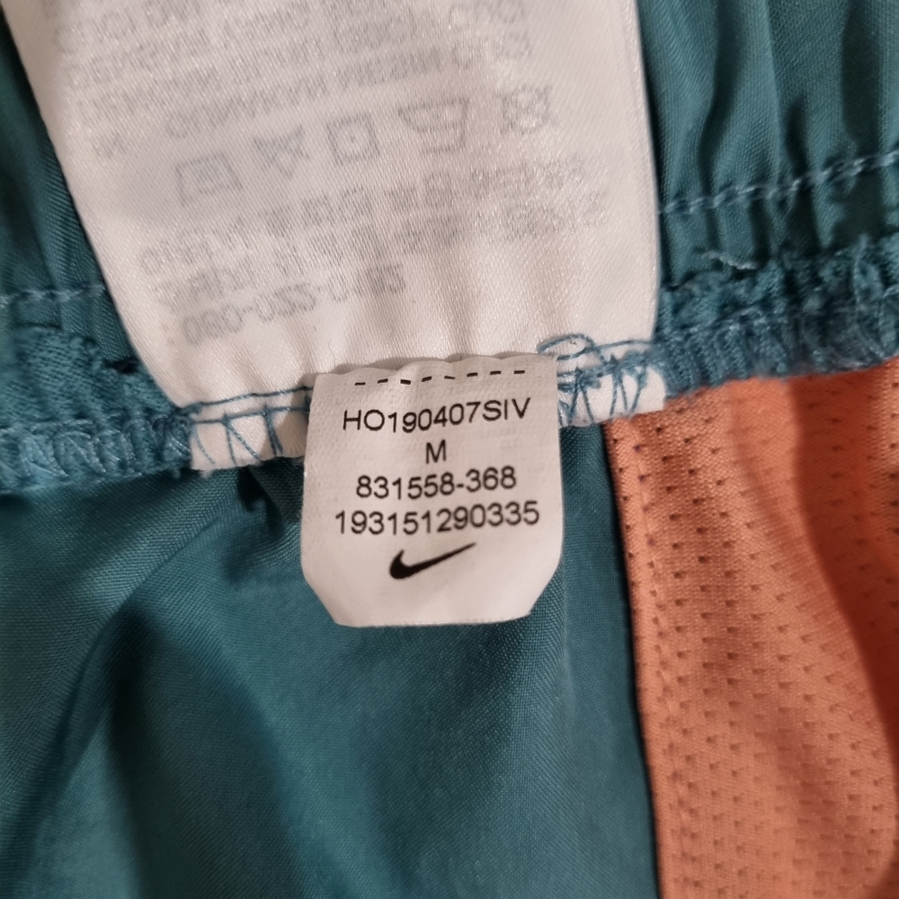 NIKE Running Gym Shorts, Size Medium, Teal & Orange with Navy Trim - Picture 9 of 10